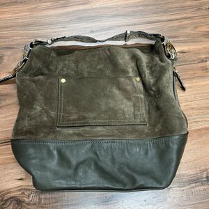 Elisabetta Yang Suede Leather Green Shoulder Bag